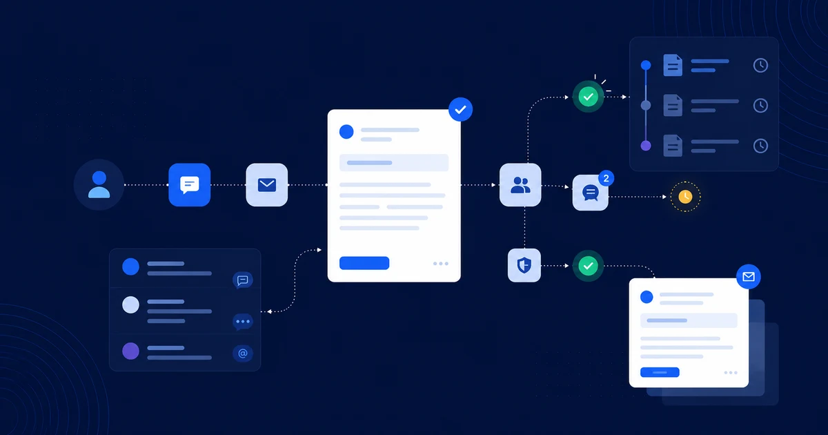 Aligne canvas showing a workflow with attached customer communications